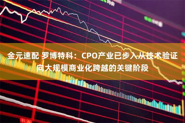 金元速配 罗博特科：CPO产业已步入从技术验证向大规模商业化跨越的关键阶段