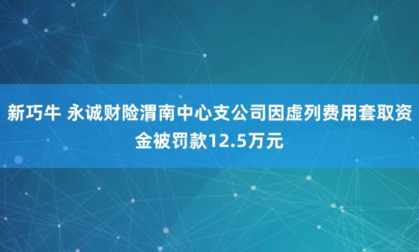 新巧牛 永诚财险渭南中心支公司因虚列费用套取资金被罚款12.5万元