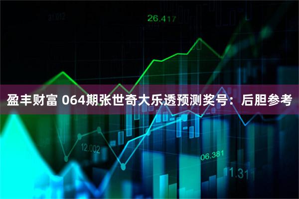 盈丰财富 064期张世奇大乐透预测奖号:后胆参考