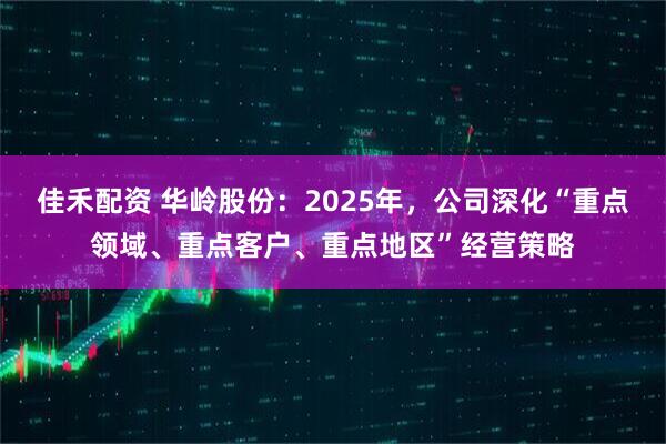 佳禾配资 华岭股份:2025年,公司深化“重点领域、重点客户、重点地区”经营策略