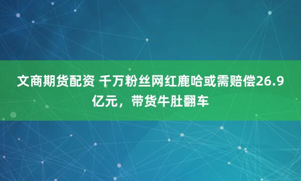 文商期货配资 千万粉丝网红鹿哈或需赔偿26.9亿元，带货牛肚翻车